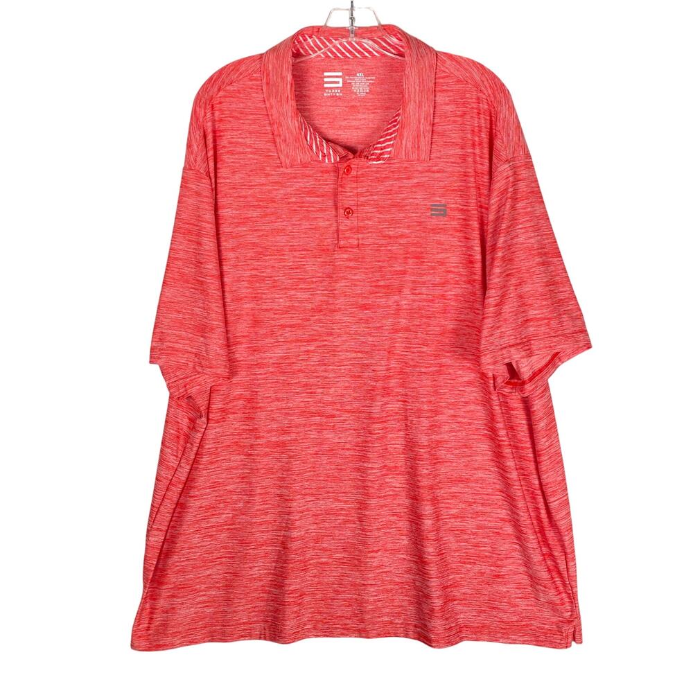 Three Sixty Six Polo Shirt Mens 4XL Red Heathered Short Sleeve Golf Performance